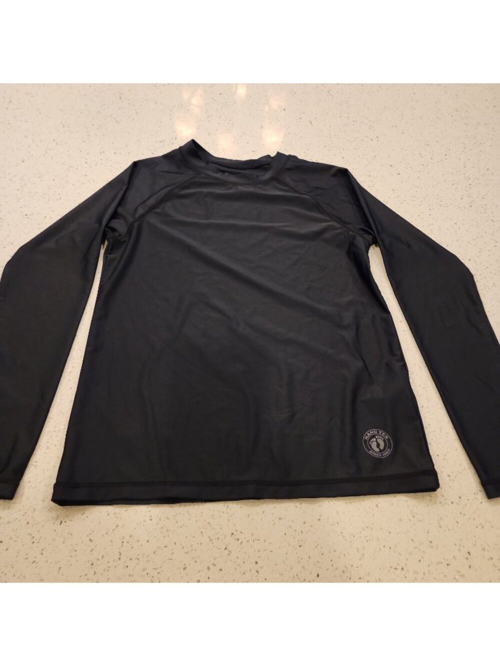 Hang Ten Boys Rashguard Swim Shirt M 10/12 Black Long Sleeve Upf 50+